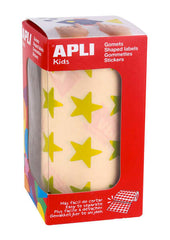 Apli Gomets Estrella Amarillo Metalizado - TamaÃ±o 19.5mm - 1416 Gomets por Rollo - Adhesivo Base Agua - Normas EN-71 y FSC