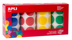 Apli Gomets Redondos Ã˜ 33mm - Pack de 4 Rollos con 2832 Gomets - Adhesivo Permanente - Ideal para Desarrollar Habilidades en Guarderias
