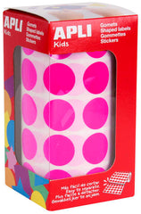 Apli Gomets Redondos Fucsia Ã˜ 20mm - 59 Hojas Pretroqueladas - 1770 Gomets por Rollo - Ideal para Escuelas y Talleres Infantiles - Cumple Normas EN-71 y FSC
