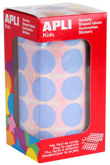Apli Gomets Redondos Ã˜ 20mm Azul Claro - 59 Hojas Pretroqueladas - 1770 Gomets por Rollo - Ideal para Escuelas y Talleres Infantiles - Normas EN-71 y FSC - Adhesivo Base Agua - Materiales 100% Reciclables