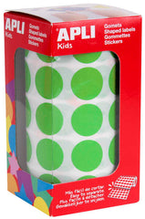 Apli Pack de 1.770 Gomets Redondos Ã˜ 20mm - 59 Hojas Pretroqueladas - Adhesivo Permanente - Ideal para Escuelas Infantiles y Colegios - Color Verde Claro