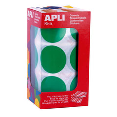 Apli Pack de 708 Gomets Redondos Ã˜ 33mm - 59 Hojas Pretroqueladas - Adhesivo Permanente - Ideal para Escuelas Infantiles y Colegios - Color Verde