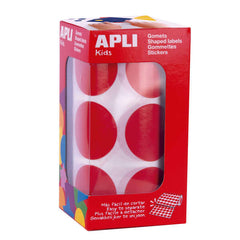 Apli Gomets XL Redondos Ã˜ 33mm Rojos con Adhesivo Permanente - 708 Gomets por Rollo - Ideal para Desarrollar Psicomotricidad Fina