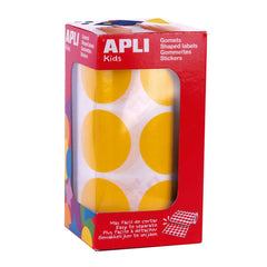 Apli Pack de 708 Gomets Redondos Ã˜ 33mm - 59 Hojas Pretroqueladas - Adhesivo Permanente - Ideal para Escuelas Infantiles y Colegios - Color Amarillo