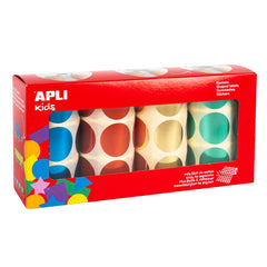 Apli Pack de 2.256 Gomets Redondos Ã˜ 33mm - 4 Rollos de 564 Gomets - Adhesivo Permanente - Ideal para escuelas Infantiles y Colegios - Colores Metalizados Surtidos