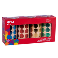 Apli Pack de 5.640 Gomets Redondos Ã˜ 20mm - 4 Rollos de 1.410 Gomets - Adhesivo Permanente - Ideal para escuelas Infantiles y Colegios - Colores Metalizados Surtidos