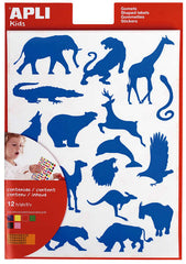 Apli Gomets Animales Salvajes - 204 Unidades por Bolsa - Formas de Elefante, Tigre, Jirafa y Mas - Adhesivo Base Agua y Materiales 100% Reciclables