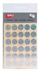 Apli Gomets Redondos Holograficos Ã˜ 20mm - Adhesivo Permanente - 90 Gomets en 3 Hojas - Desarrollo de Habilidades y Creatividad - Normas de Calidad y Seguridad - Reciclables