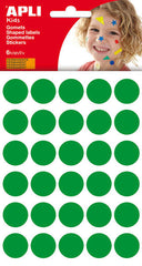 Apli Bolsa de 180 Gomets Redondos Ã˜ 20mm - Adhesivo Permanente - Desarrollo de Habilidades y Creatividad - Ideal para Escuelas Infantiles - Color Verde