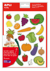 Apli Bolsa de Gomets Tematicos Frutas y Verduras - 69 Gomets - Adhesivo Removible - Ilustraciones Divertidas - Adhesivo Base Agua - Libre de Disolventes - Coloridos