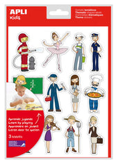 Apli Bolsa de Gomets Tematicos las Profesiones - 36 Gomets en 3 Hojas - Ilustraciones Educativas - Adhesivo Removible - Adhesivo Base Agua - Libre de Disolventes - Color Variado