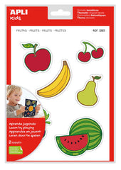 Apli Gomets Tematicos las Frutas xL - 22 Gomets en 2 Hojas A4 - Desarrollados con Educadores - Adhesivo Removible - Seguros y Ecologicos - Ilustraciones Divertidas - TamaÃ±o xL sin Borde - Coloridos