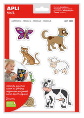 Apli Gomets Tematicos Animales xL - 28 Gomets en 2 Hojas A4 - Desarrollados con Educadores - Adhesivo Removible - TamaÃ±o xL sin Borde - Adhesivo Base Agua - Libre de Disolventes - Coloridos