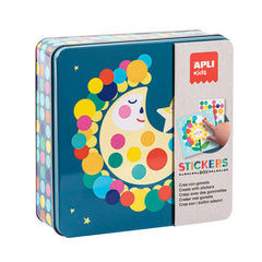 Apli Juegos de Gomets Luna - Incluye 16 Laminas y 12 Hojas de Gomets Removibles - Alto Valor Didactico - Caja Metalica con DiseÃ±o Exclusivo - Recomendado para NiÃ±os a Partir de 3 AÃ±os