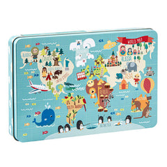 Apli Kids Puzle Mapamundi - 24 Piezas de 8x8mm - Caja Metalica Rectangular - DiseÃ±o Exclusivo de Martina Hogan - Facil Manejo - Grosor de 2mm - Desarrollo de Habilidades - Colorido y Claro