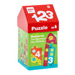 Apli Puzle Educativo de Numeros y Series - 30 Piezas de Diferentes TamaÃ±os - Piezas Resistentes y Seguras - Facil Manejo - Carton de 2mm con Acabado Brillante - Desarrolla Habilidades Matematicas - Colorido