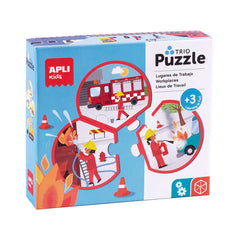 Apli Puzle Trio de Asociacion Profesiones - 24 Piezas Redondeadas de Ã˜ 9 cm - 8 Puzles Distintos de 3 Piezas - Potencia Vision Espacial y Psicomotricidad Fina - Estimula Concentracion - Colorido
