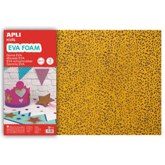 Apli Goma Eva Impresa Leopardo 600x400mm 3 Hojas - Material de Alta Calidad - DiseÃ±o de Leopardo Impreso - TamaÃ±o Grande para Multiples Usos