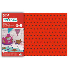 Apli Goma Eva Impresa Purpurina Corazones 600x400 - 3 Hojas de TamaÃ±o Grande y Brillantes