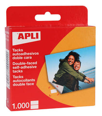 Apli Pack de 1000 Tacks Autoadhesivos Doble Cara - TamaÃ±o 12x16mm - Ideal para Manualidades y Albumes - Libre de Acidos