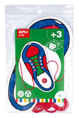 Apli Juego de Aprendizaje para Atar Zapatos - Plantilla de Plastico en Forma de Zapato de 100x210mm - Desarrolla Psicomotricidad Fina y Coordinacion Mano-Ojo - Cordon Rojo