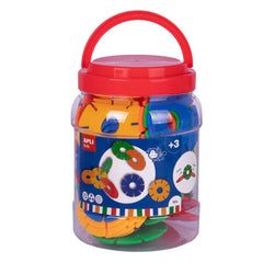 Apli Discos Circulares Didacticos - Ã˜ 77mm - Kit de 60 Piezas para Construir Formas 3D - Desarrollo de Psicomotricidad Fina y Habilidades de Comunicacion - Colores Surtidos