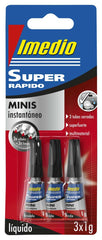 Imedio Super Rapido Pack de 3 Tubos de Pegamento Instantaneo 1gr - Transparente - Multimaterial