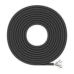 Aisens Bobina de Cable de Red Exterior Impermeable RJ45 Cat.6 Ftp Rigido Awg24 - 305m - Color Negro