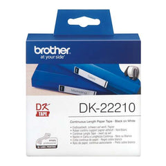 Brother DK22210 - Etiquetas originais de tamanho personalizado - Largura 29 mm x 30,48 metros - Texto preto sobre fundo branco