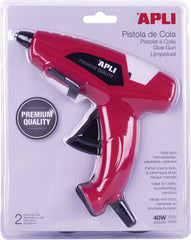 Apli Pistola de Cola Termofusible 40W para Barras de Ã˜11mm - Incluye 2 Barras de Cola de Ã˜11mm x 10cm - Color Rojo