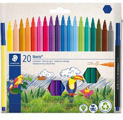 Staedtler 326 Embalagem de 20 marcadores de ponta de fibra - Curso 1,0 mm aproximadamente - Resistente à pressão - Tinta à base de água anti-secagem - Cores sortidas