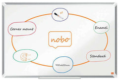 Nobo Premium Plus Pizarra Magnetica de Acero Vitrificado 900x600mm - Montaje en Esquinas - Superficie de Borrado Superior - Color Blanco