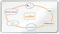 Nobo Premium Plus Pizarra Magnetica de Acero Lacado Panoramica 1220x690mm - Montaje en Esquina - Blanco