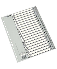 Esselte Indice Abecedario de Plastico con Caratula Indice Folio Tipo A-Z Multitaladro - Cartulina Indice: Carton Blanco y Negro