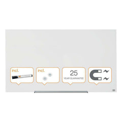 Nobo Impression PRO Pizarra Magnetica de Cristal 1260x710mm - Diseño sin Marco - Ultra Capacidad de Borrado - Resistente a Manchas y Arañazos - Color Blanco