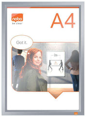 Nobo Porta Posters Clip Aluminio A4 - Marco Anodizado - Cambio Rapido y Sencillo - Blanco