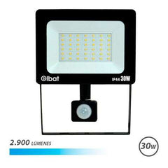 Elbat Foco LED con Sensor de Movimiento - Potencia: 30W - Lumenes: 2900 - Luz Fria 6.500K - Vida Util: 30.000 - 50.000 Horas - Angulo 120Âº - Proteccion IP44 - Distancia de Deteccion: 5 a 12 Metros