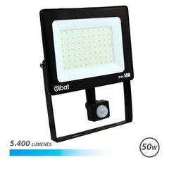 Elbat Foco LED de 50W - Potencia: 50W - Lumenes: 5400 - Sensor de Movimiento - 6.500K Luz Fria - 30.000 - 50.000 Horas de Vida - Angulo 120Âº - Proteccion: IP44 - Distancia Deteccion de Movimiento: 5 a 12 Metros