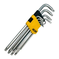 Blim Juego Llaves Torx Largas con Orificio 9 Piezas - Acero Cromo Vanadio Tratado y Templado - Superficie con Acabado Satinado - TamaÃ±o: T10,T15,T20,T25,T27,T30,T40,T45,T50