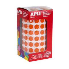 Apli Rollo de 5192 Gomets Redondos Naranjas - TamaÃ±o Ã˜ 10,5mm - 59 Hojas Pretroqueladas - Adhesivo Base Agua - Cumple Normas EN-71 y FSC
