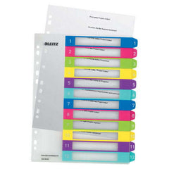Leitz WOW Indice de Plastico Imprimible Multicolor 12 PestaÃ±as - Multitaladro - Formato A4 - Color Translucido