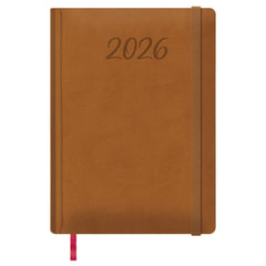 Dohe Manaos Agenda Anual - Dia Pagina - Cubierta en Polipiel - Cierre con Goma Elastica - Papel Ahuesado - Sabado y Domingo misma Pagina - TamaÃ±o 17x24cm - Color Marron