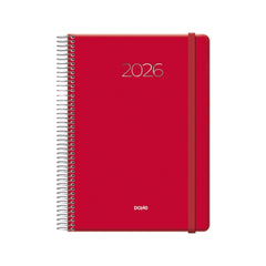 Dohe Denver Agenda Anual - Dia Pagina - Sabado y Domingo misma Pagina - Cierre con Goma Elastica - TamaÃ±o 15x21cm - Color Rojo