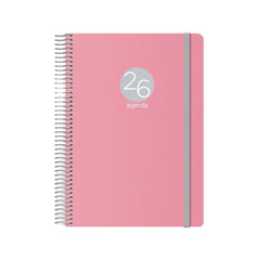 Dohe Menphis Agenda Anual - Dia Pagina - Cubierta de Plastico - Sabado y Domingo misma Pagina - Cierre con Goma Elastica - TamaÃ±o 15x21cm - Color Rosa