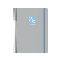 Dohe Menphis Agenda Anual - Dia Pagina - Cubierta de Plastico - Sabado y Domingo misma Pagina - Cierre con Goma Elastica - TamaÃ±o 15x21cm - Color Gris