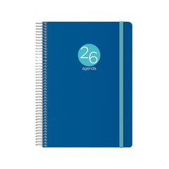 Dohe Menphis Agenda Anual - Dia Pagina - Cubierta de Plastico - Sabado y Domingo misma Pagina - Cierre con Goma Elastica - TamaÃ±o 15x21cm - Color Azul Oscuro