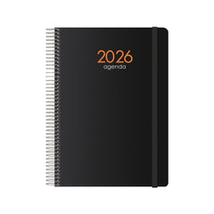 Dohe Syncro Agenda Anual - Dia Pagina - Cubierta de Plastico - Sabado y Domingo misma Pagina - Cierre con Goma Elastica - TamaÃ±o 15x21cm - Color Negro