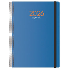 Dohe Syncro Agenda Anual - Dia Pagina - Cubierta de Plastico - Sabado y Domingo misma Pagina - Cierre con Goma Elastica - TamaÃ±o 21x29cm - Color Azul