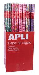 Apli Expositor de 55 Rollos de Papel Regalo Tendance - 11 Rollos por Color - Medidas del Rollo 0.70x2m - 5 DiseÃ±os