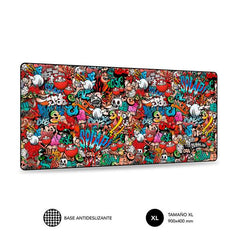 Subblim Alfombrilla de Raton Graffiti - TamaÃ±o 900x400mm - Caucho Antideslizante - Bordes Cosidos - Alta Elasticidad - Tecnologia de Impresion de Alta Precision y Calidad - Facil de Limpiar - Color Varios